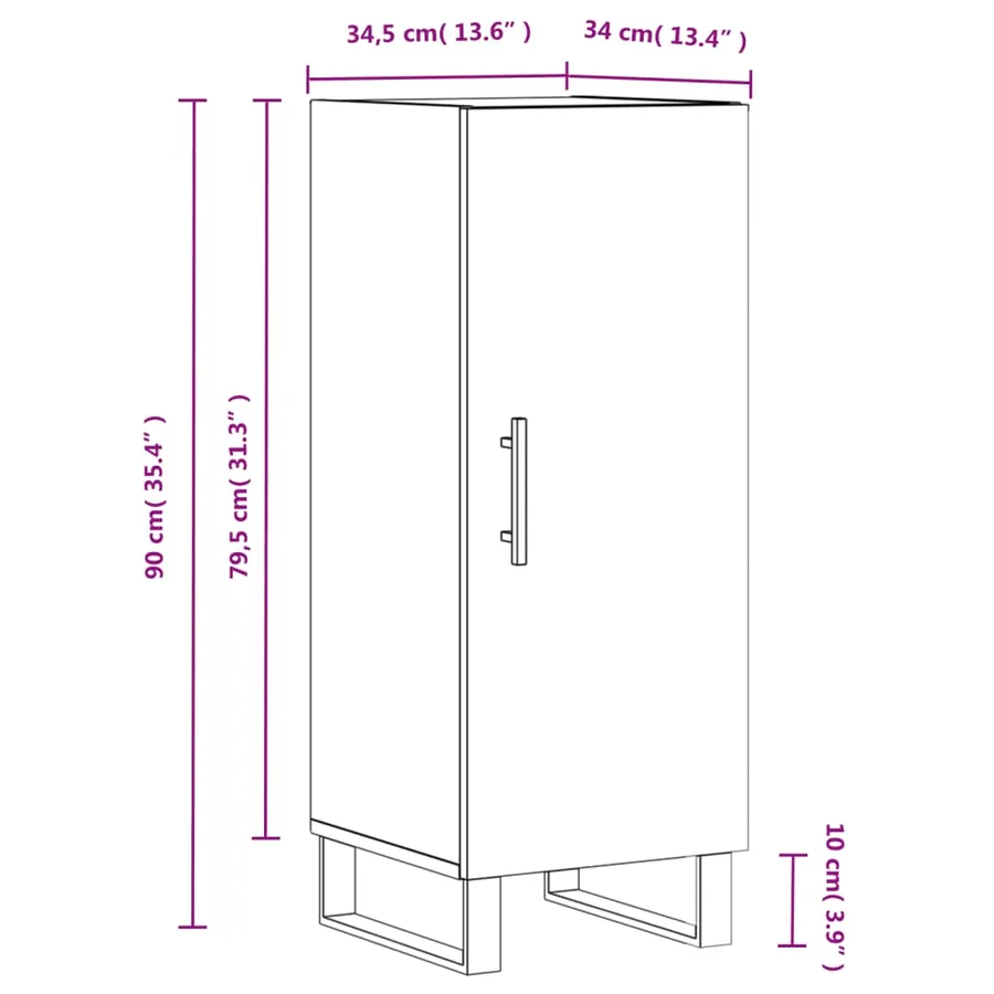 Buffet Gris béton 34,5x34x90 cm Bois d'ingénierie - 13