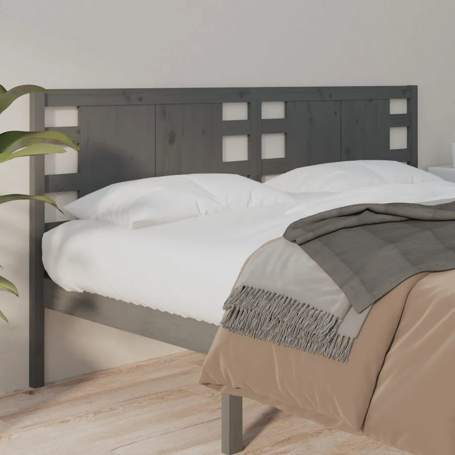 Tête de lit Gris 126x4x100 cm Bois massif de pin - 5