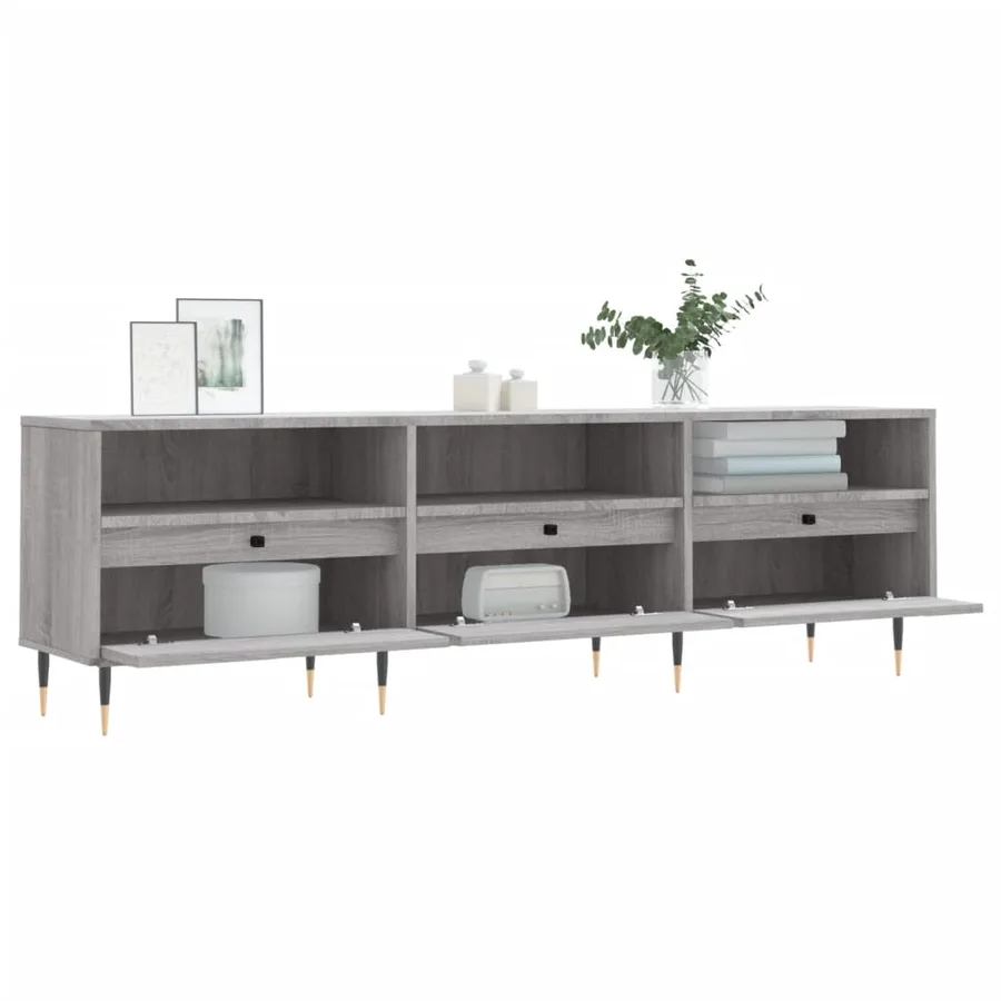 Meuble TV sonoma gris 150x30x44,5 cm bois d'ingénierie - 4