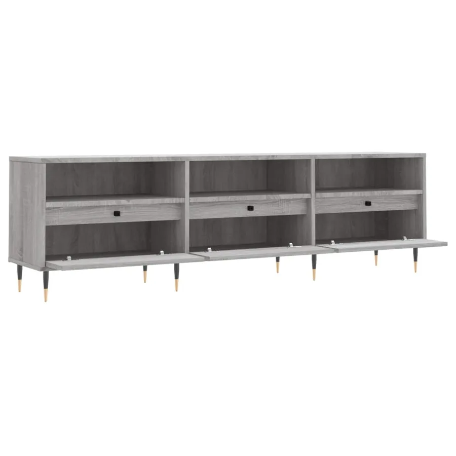 Meuble TV sonoma gris 150x30x44,5 cm bois d'ingénierie - 6