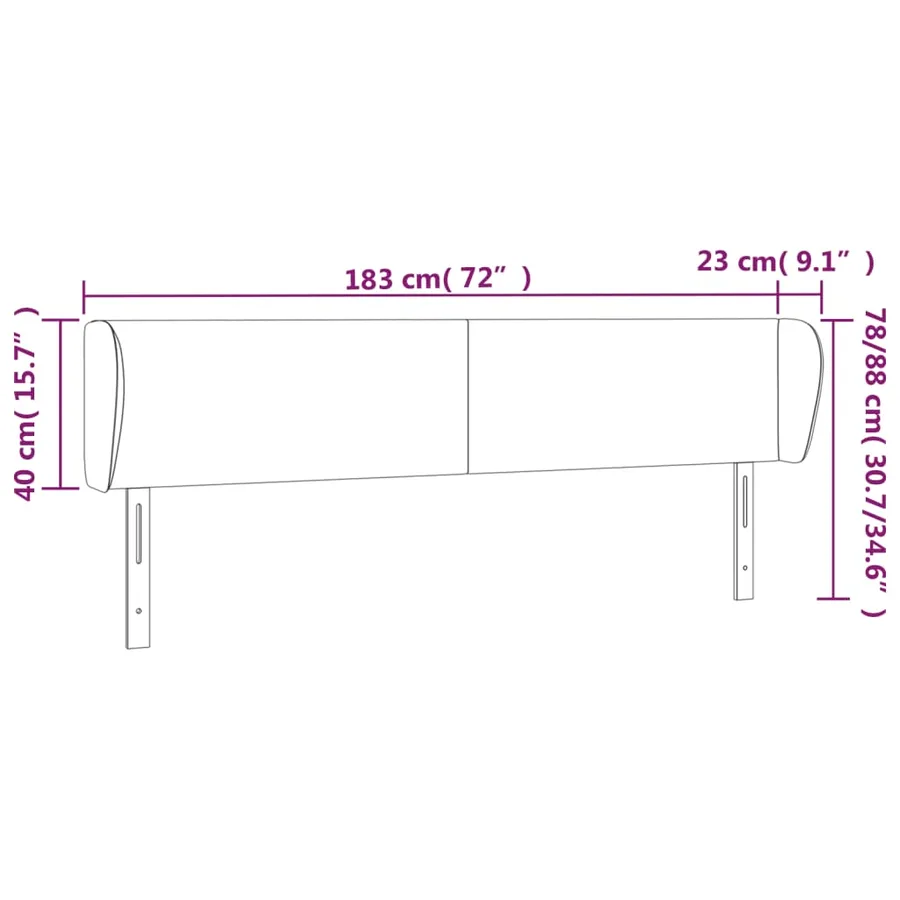 Tête de lit avec oreilles Blanc 183x23x78/88 cm Similicuir - 9