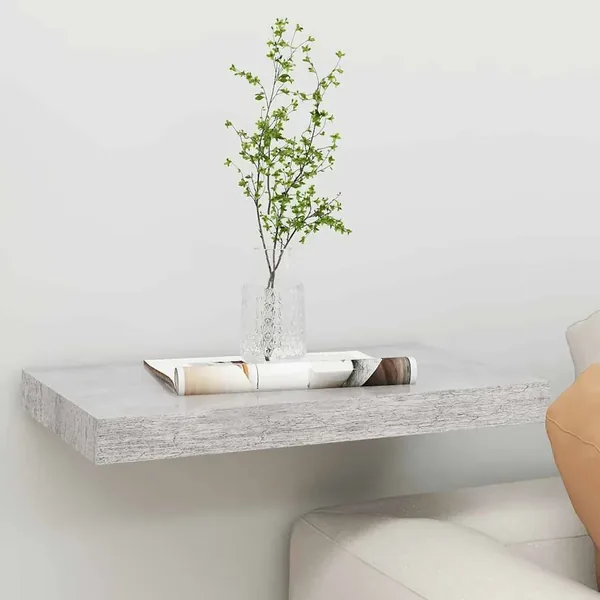 Étagère murale flottante gris béton 50x23,5x3,8 cm MDF