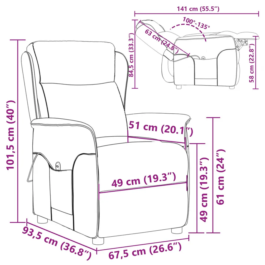 Chaise de massage Crème 93.5 x 67.5 x 101.5 cm tissu - 8