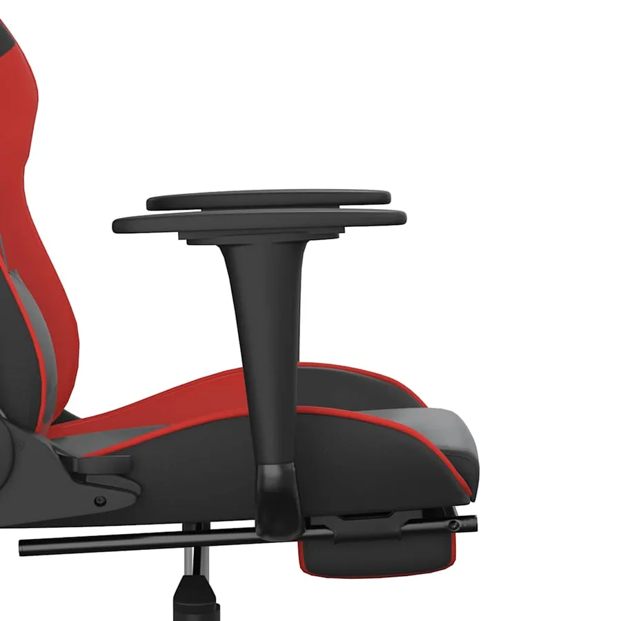 Chaise de jeu de massage avec repose-pied Noir&Rouge Similicuir - 11