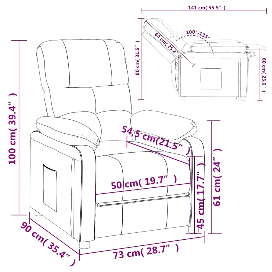 Fauteuil inclinable Noir Tissu - 9