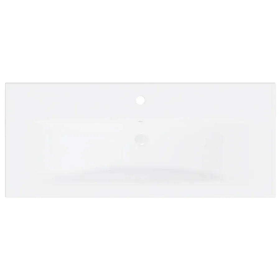 Armoire d'évier avec lavabo intégré Blanc brillant Aggloméré - 11