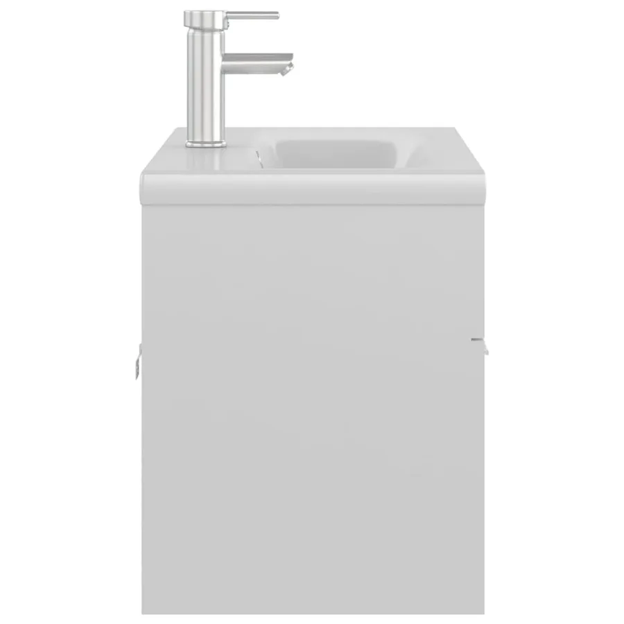 Armoire d'évier avec lavabo intégré Blanc brillant Aggloméré - 4