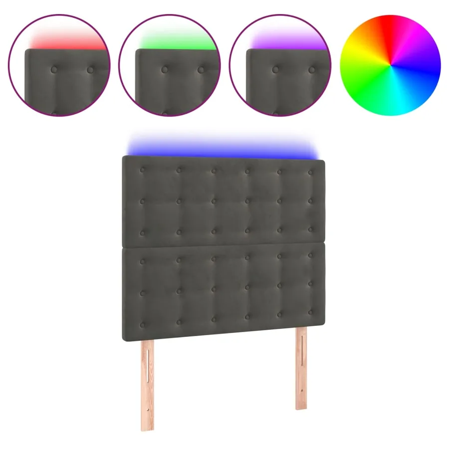 Tête de lit à LED Gris foncé 100x5x118/128 cm Velours - 2