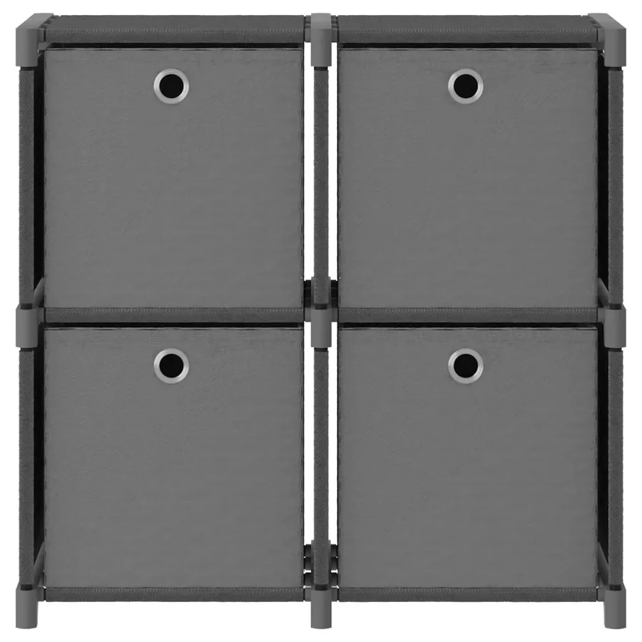Étagère à 4 cubes avec boîtes Gris 69x30x72,5 cm Tissu - 2