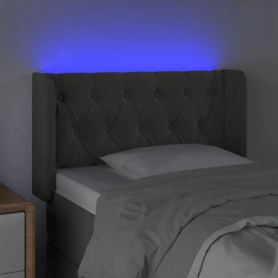 Tête de lit à LED Gris foncé 83x16x78/88 cm Velours - 4