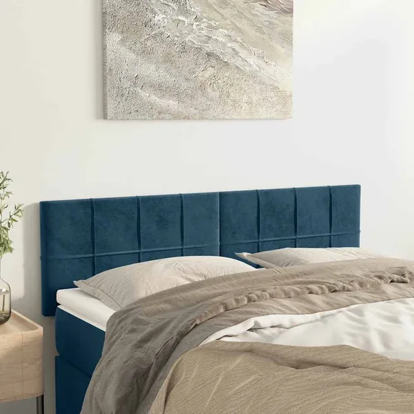 Têtes de lit Bleu foncé 144 x 5 x 78/88 cm Velours