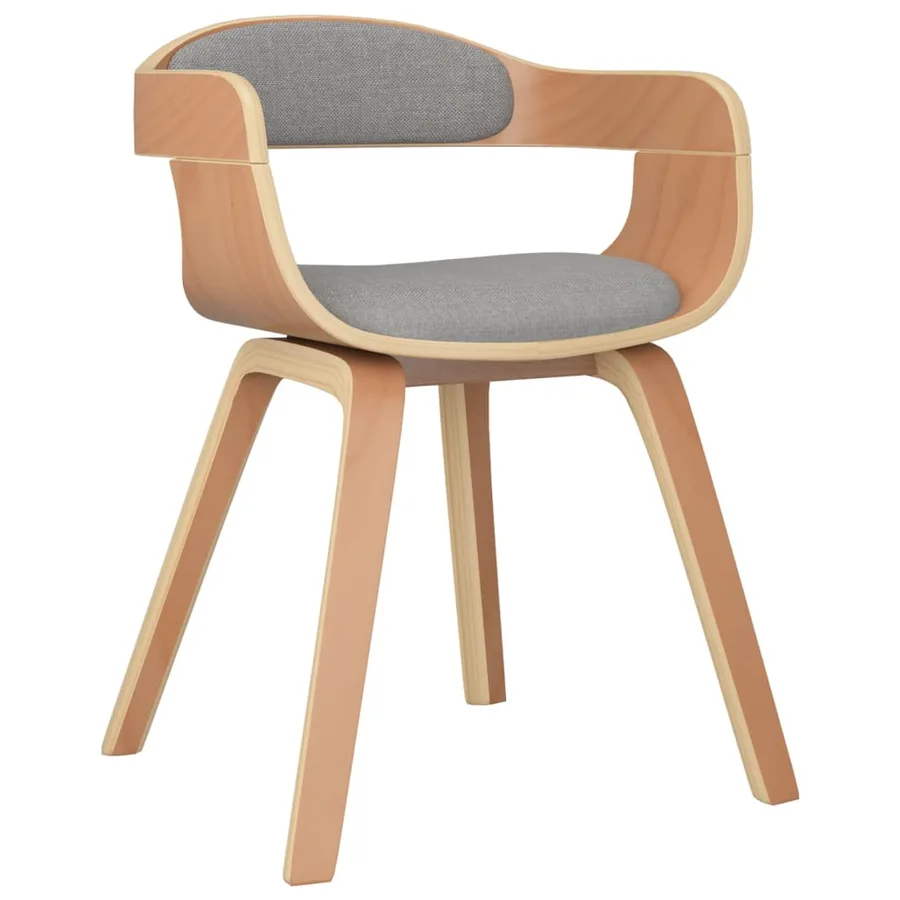 Chaises à manger lot de 2 taupe bois courbé et tissu - 3