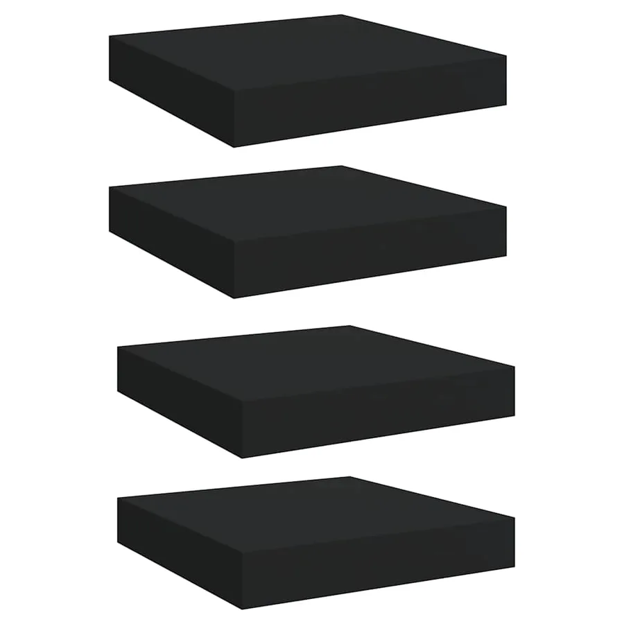 Étagères murales flottantes 4 pcs noir 23x23,5x3,8 cm MDF - 2