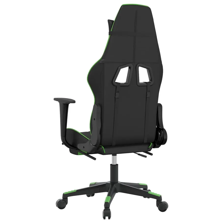 Chaise de jeu avec repose-pied Noir et vert Similicuir - 5