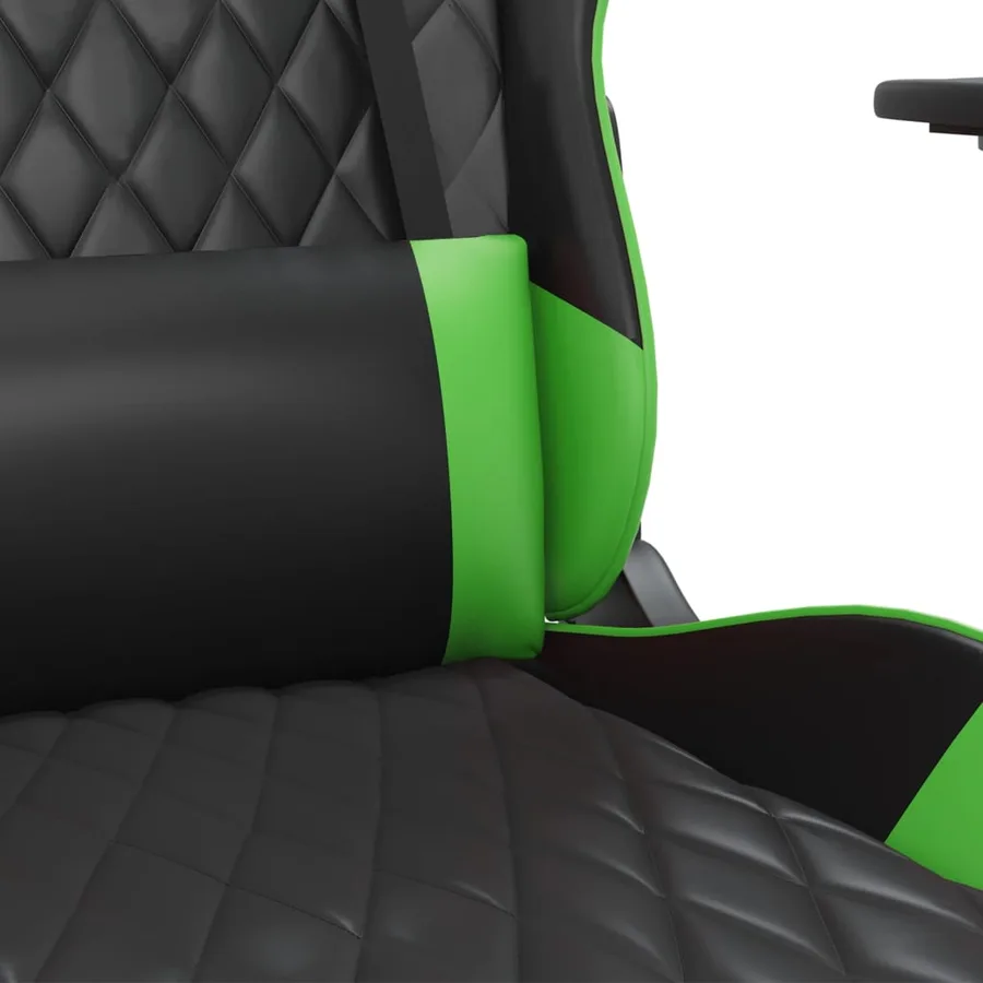 Chaise de jeu avec repose-pied Noir et vert Similicuir - 9