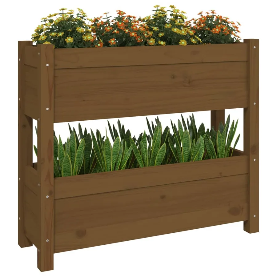 Jardinière Marron miel 77x25x66 cm Bois massif de pin - 4