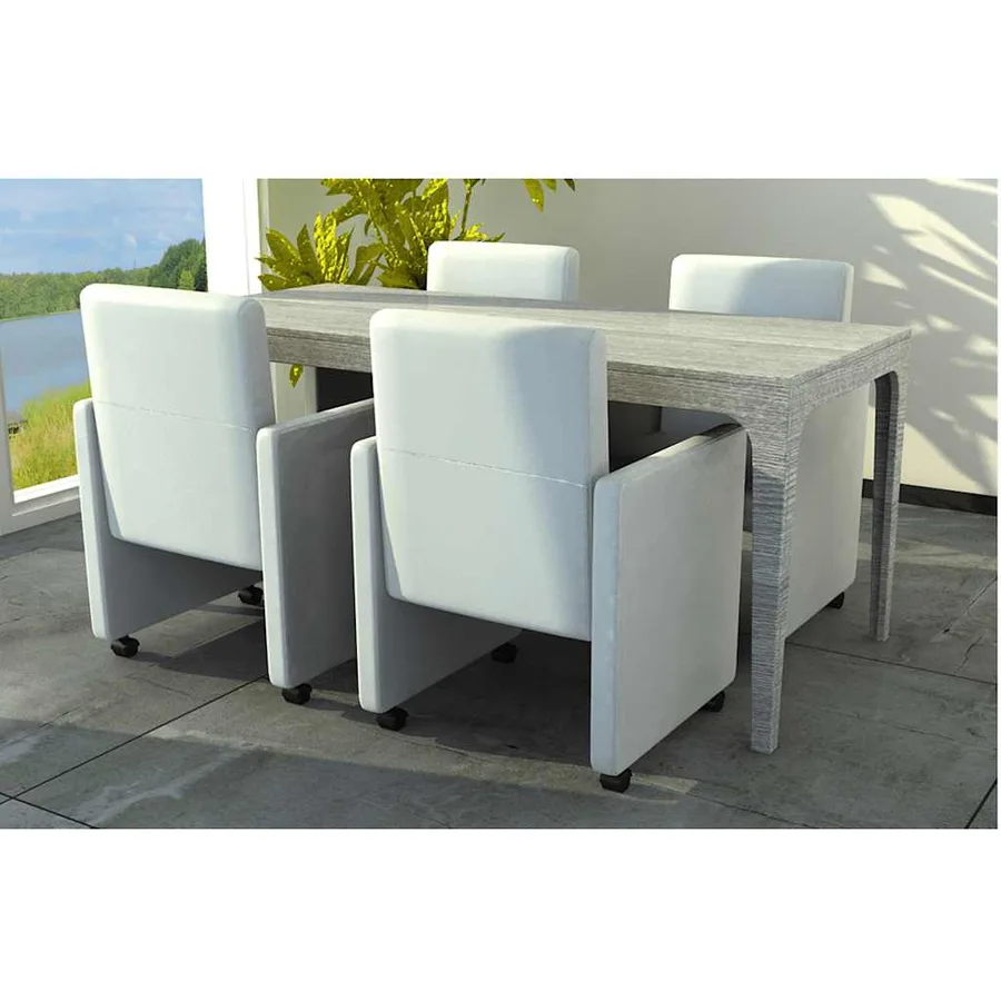 Chaises à manger lot de 4 blanc similicuir - 6