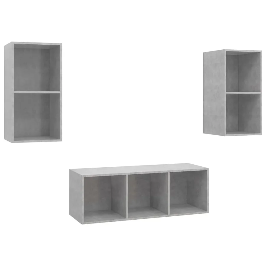 Ensemble de meuble TV 3 pcs Gris béton Bois d'ingénierie - 2