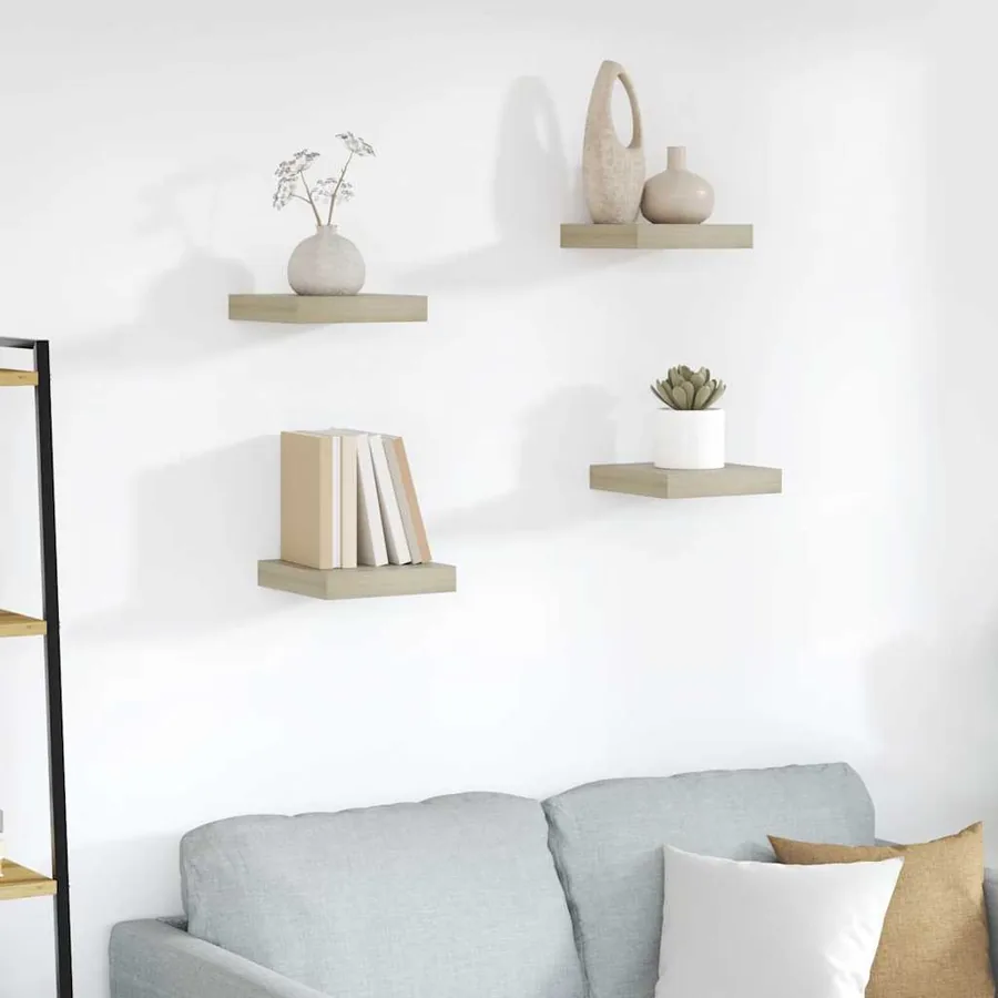 Étagères murales flottantes 4 pcs chêne 23x23,5x3,8 cm MDF