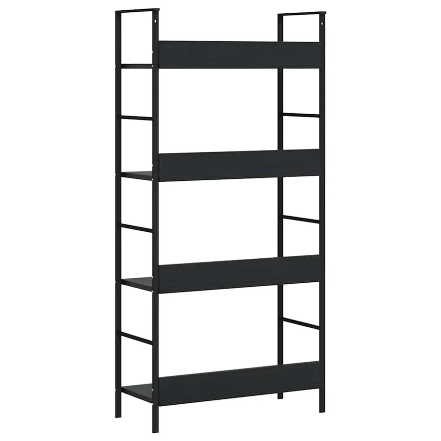 Bibliothèque à 4 niveaux noir 60x27,6x124,5cm bois d'ingénierie - 7