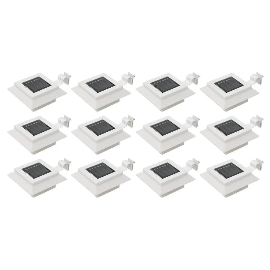 Lampes solaires à LED carrées d'extérieur 12 pcs 12 cm Blanc