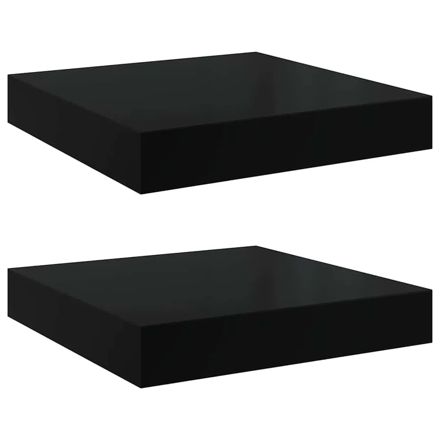Étagère murale flottante 2 pcs Noir brillant 23x23,5x3,8 cm MDF - 2