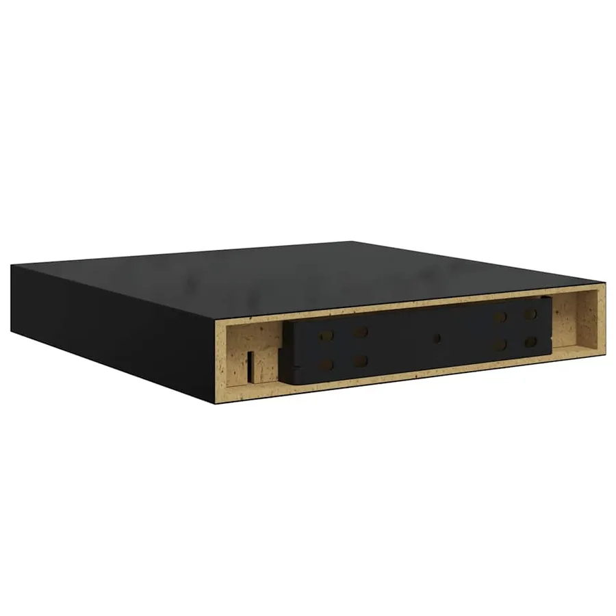 Étagère murale flottante 2 pcs Noir brillant 23x23,5x3,8 cm MDF - 9