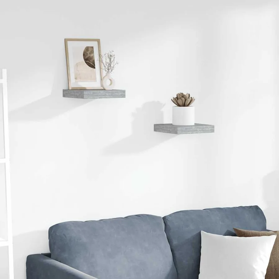 Étagères murales flottantes 2 pcs gris béton 23x23,5x3,8 cm MDF