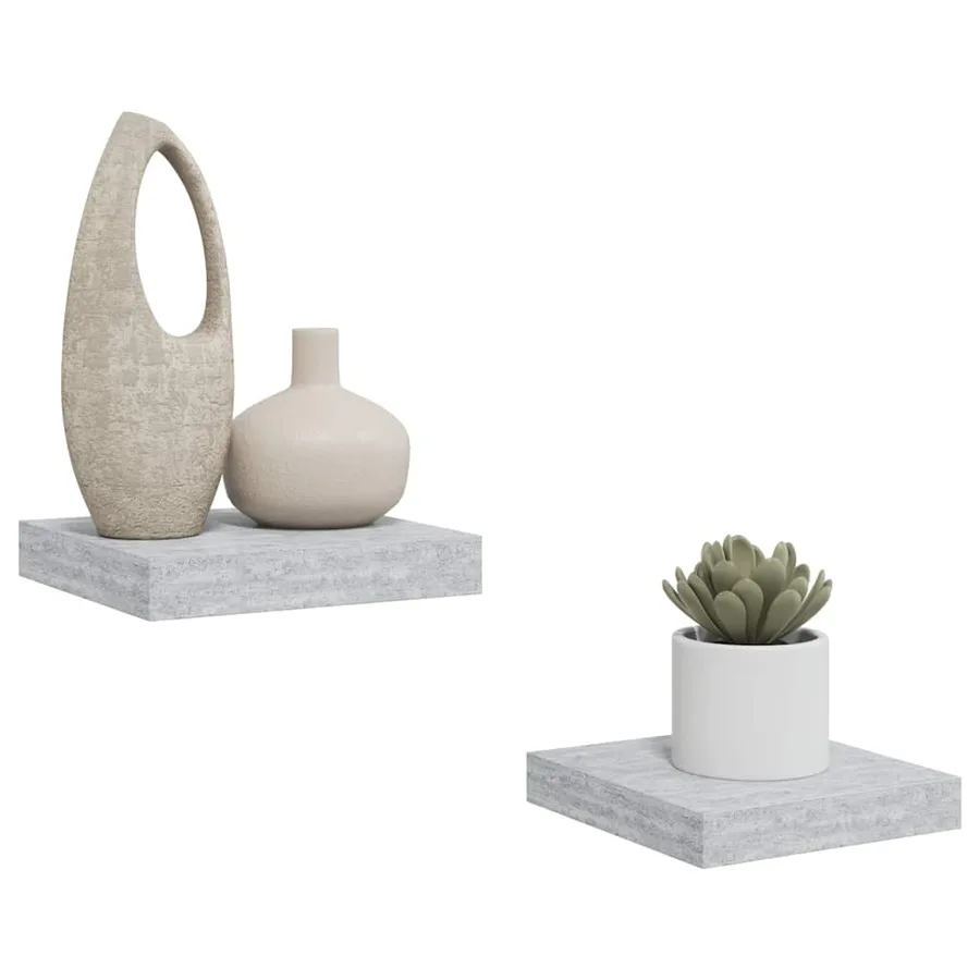 Étagères murales flottantes 2 pcs gris béton 23x23,5x3,8 cm MDF - 5