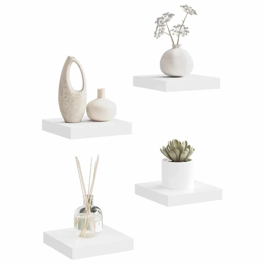 Étagères murales flottantes 4 pcs blanc 23x23,5x3,8 cm MDF - 5