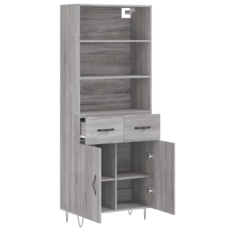 Buffet haut Sonoma gris 69,5x34x180 cm Bois d'ingénierie - 4