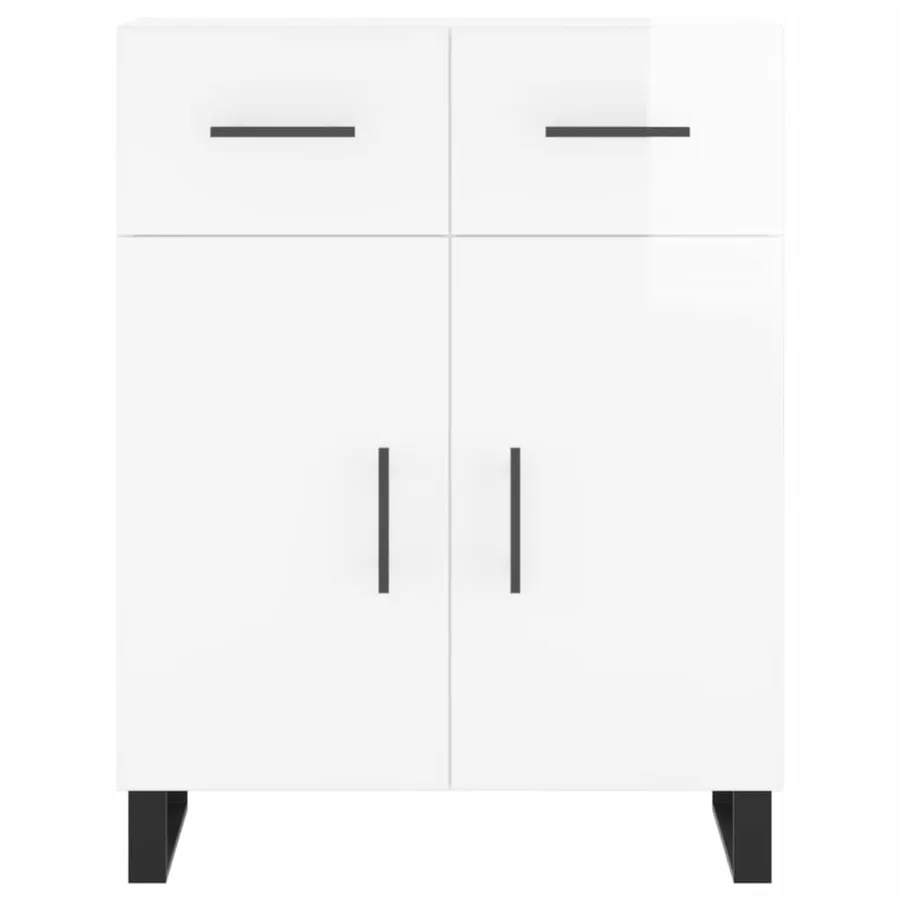 Buffet haut Blanc brillant 69,5x34x180 cm Bois d'ingénierie - 8
