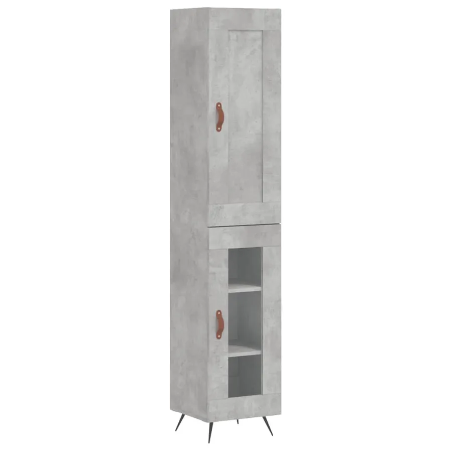 Buffet haut Gris béton 34,5x34x180 cm Bois d'ingénierie - 2