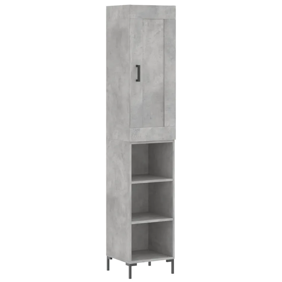 Buffet haut Gris béton 34,5x34x180 cm Bois d'ingénierie - 2