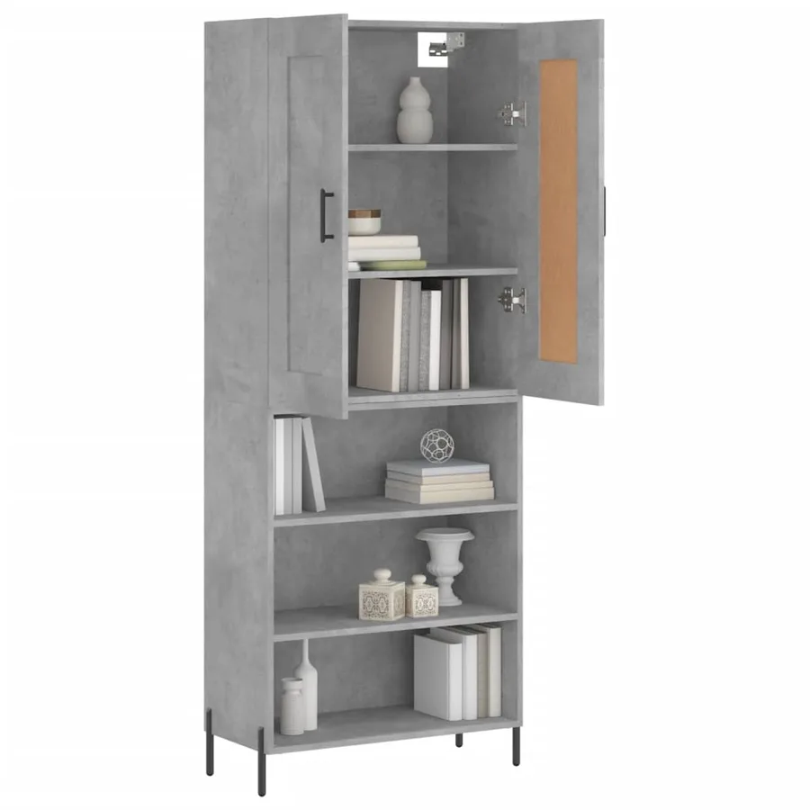 Buffet haut Gris béton 69,5x34x180 cm Bois d'ingénierie - 3