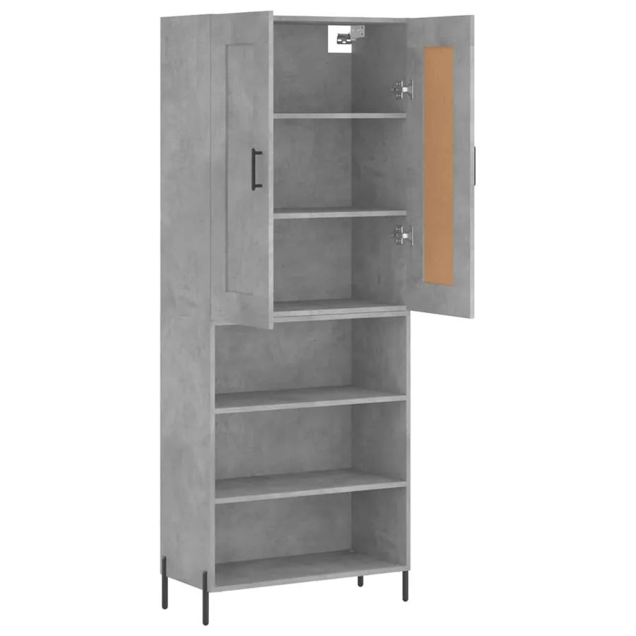 Buffet haut Gris béton 69,5x34x180 cm Bois d'ingénierie - 4
