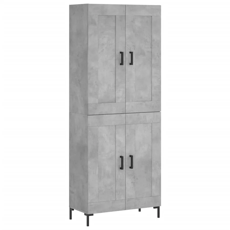 Buffet haut Gris béton 69,5x34x180 cm Bois d'ingénierie - 2