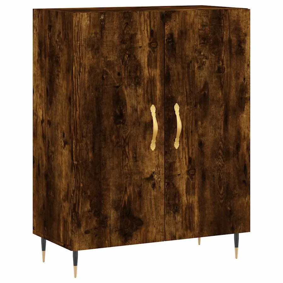 Buffet haut Chêne fumé 69,5x34x180 cm Bois d'ingénierie - 7