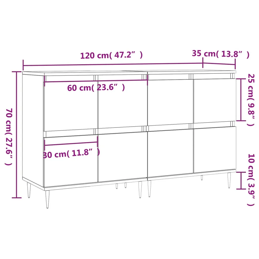 Buffets 2 pcs chêne sonoma bois d'ingénierie - 11