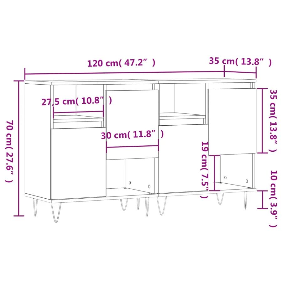 Buffets 2 pcs chêne sonoma bois d'ingénierie - 11
