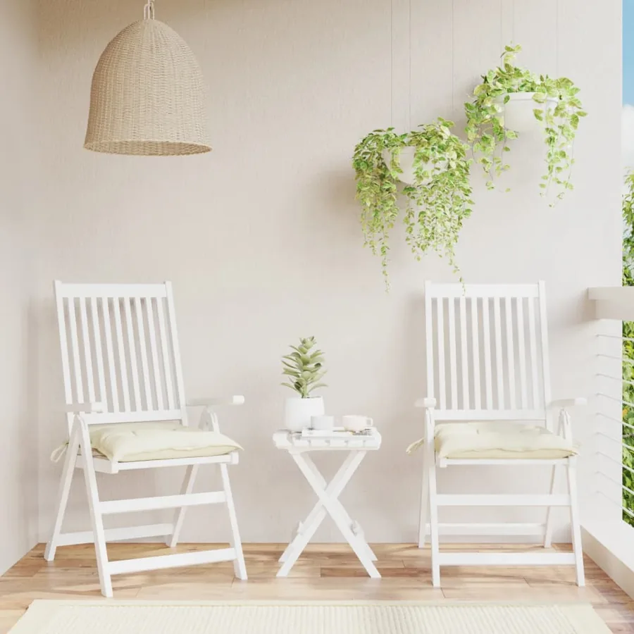 Coussins de chaise lot de 2 blanc crème 50x50x7 cm tissu oxford