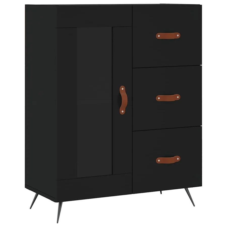 Buffet haut Noir 69,5x34x180 cm Bois d'ingénierie - 6