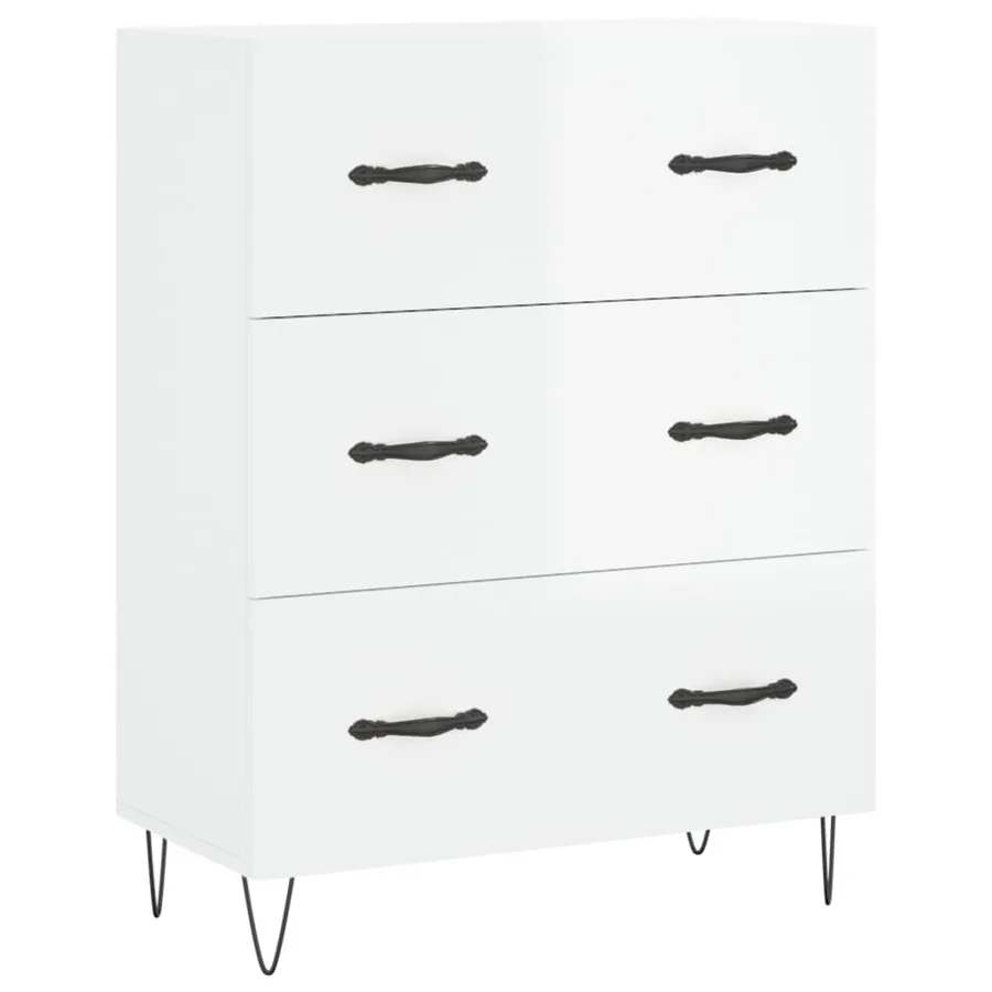 Buffet haut Blanc brillant 69,5x34x180 cm Bois d'ingénierie - 7