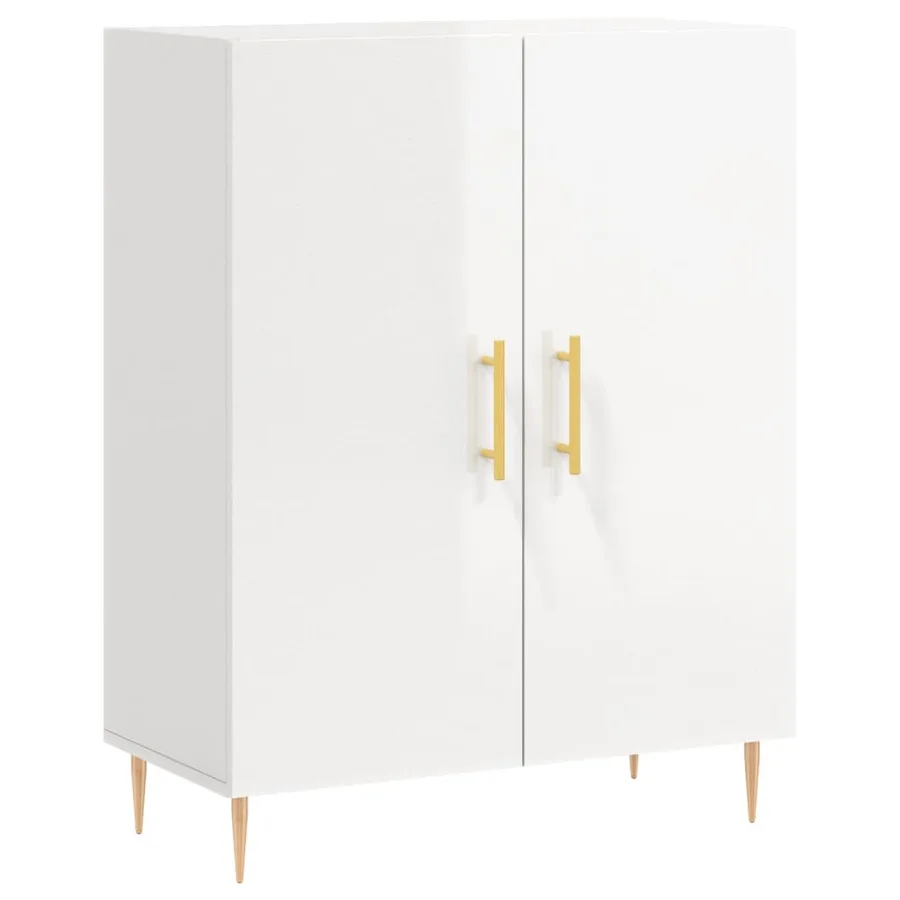 Buffet haut Blanc brillant 69,5x34x180 cm Bois d'ingénierie - 7