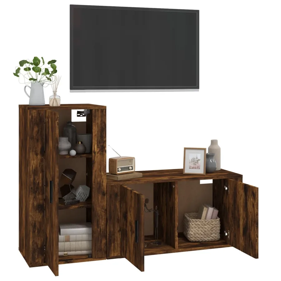 Ensemble de meubles TV 2 pcs Chêne fumé Bois d'ingénierie - 3