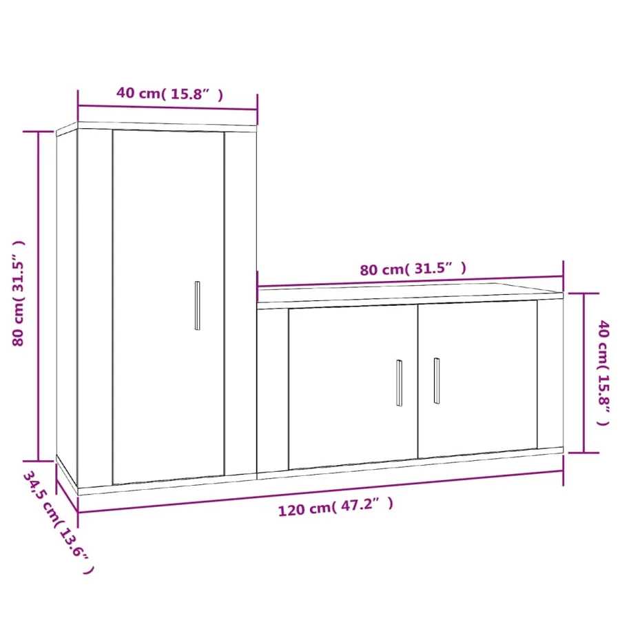 Ensemble de meubles TV 2 pcs Chêne fumé Bois d'ingénierie - 8