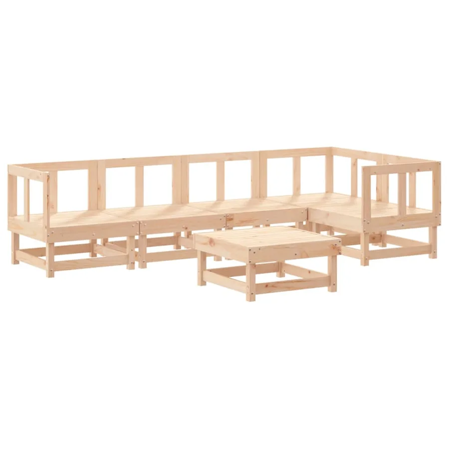 Salon de jardin 6 pcs avec coussins bois massif - 3