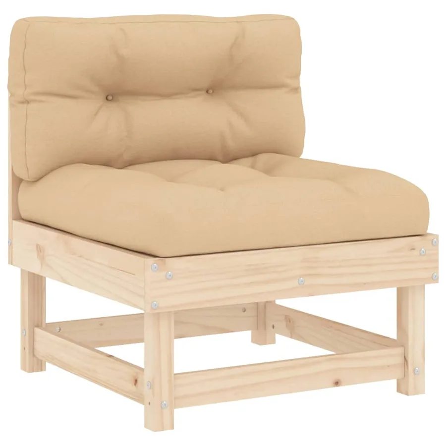 Salon de jardin 6 pcs avec coussins bois massif - 4