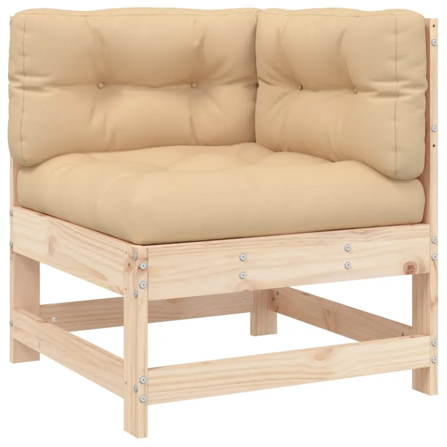 Salon de jardin 8 pcs avec coussins bois massif - 4