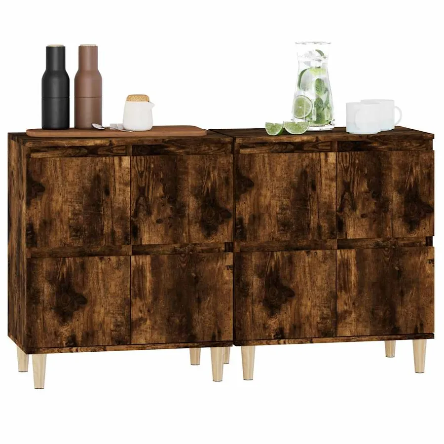 Buffets 2 pcs chêne fumé 60x35x70 cm bois d'ingénierie - 4